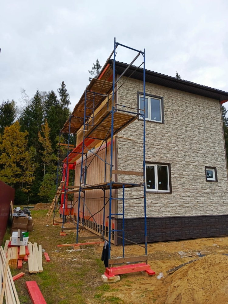 Строительство двухэтажного дома для постоянного проживания из СИП панелей по проекту «Папертники» в СНТ «Заря-1», д. Папертники, Пушкинском районе